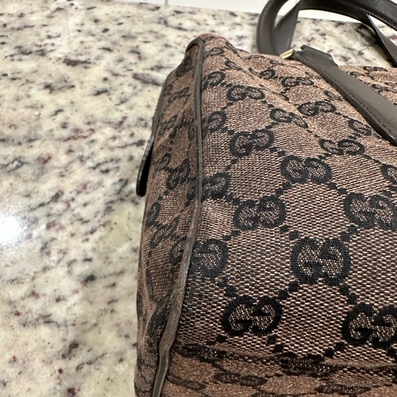 Gucci GG Canvas Boston Satchel Bag in brown. - Picture 5 of 10